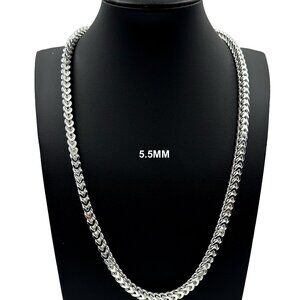 Real 925 SOLID Sterling Silver 5.5mm Franco Link Chain Necklace 24" inch